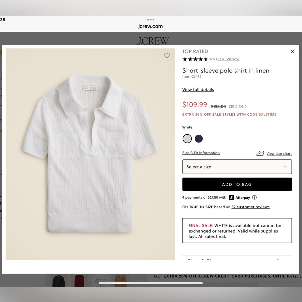 J crew Short-sleeve polo shirt in linen